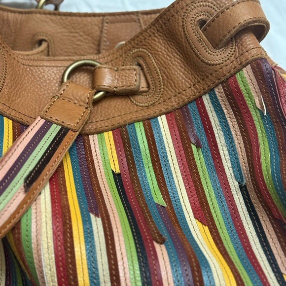 NWT 100% Genuine Leather Lucky Brand Shoulder Bag with Leather Accents - Picture 9 of 16